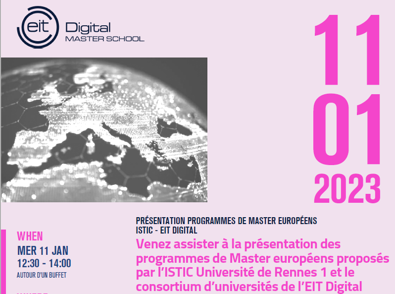 Présentation des programmes de master européens EIT Digital à l’Université de Rennes 1